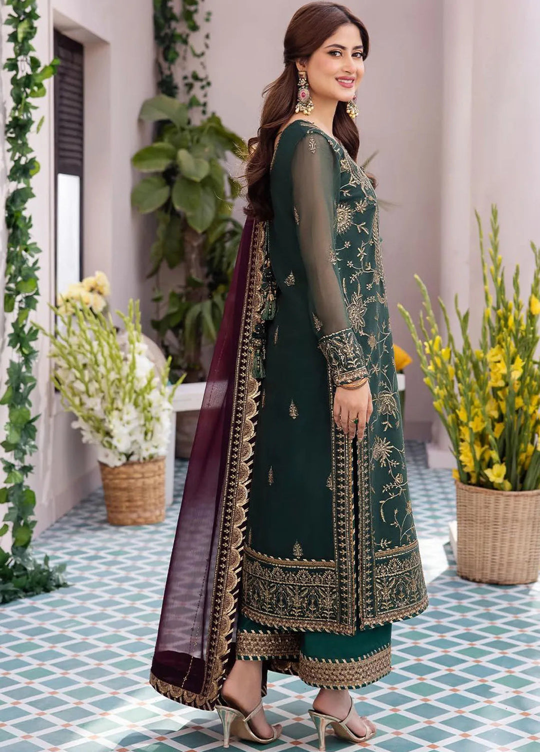 Dhanak Rang by Asim Jofa Embroidered Chiffon Suit Unstitched 3 Piece AJ24DR AJCF-10 - Festive Collection