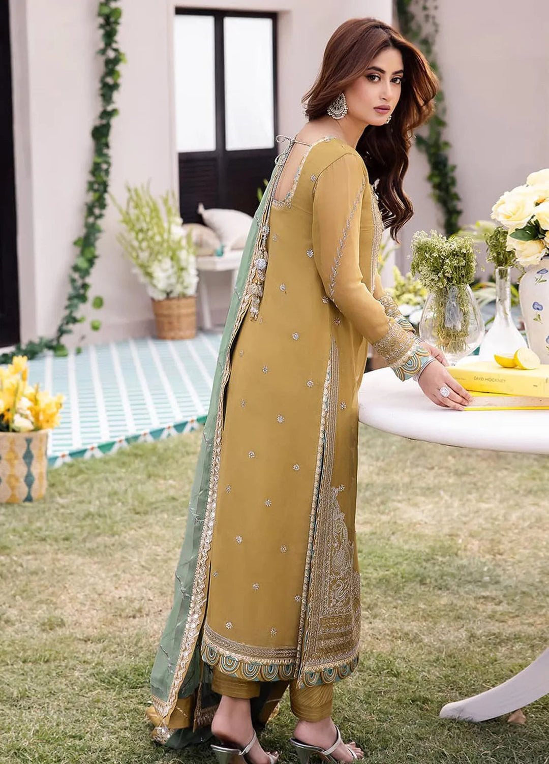 Dhanak Rang by Asim Jofa Embroidered Chiffon Suit Unstitched 3 Piece AJ24DR AJCF-16 - Festive Collection