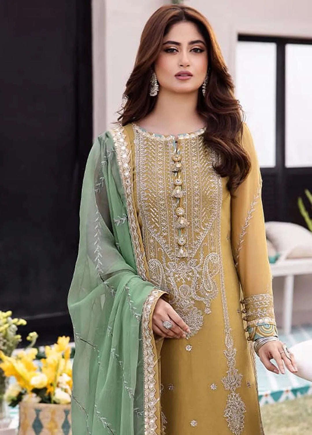 Dhanak Rang by Asim Jofa Embroidered Chiffon Suit Unstitched 3 Piece AJ24DR AJCF-16 - Festive Collection