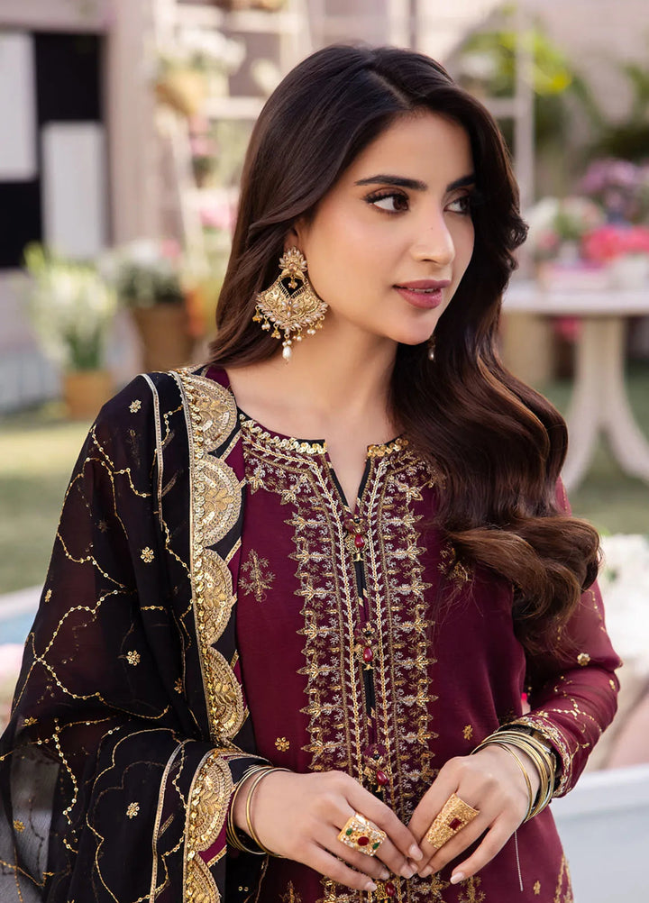 Dhanak Rang by Asim Jofa Embroidered Chiffon Suit Unstitched 3 Piece AJ24DR AJCF-18 - Festive Collection