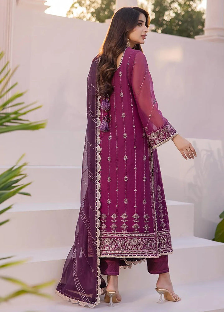 Dhanak Rang by Asim Jofa Embroidered Chiffon Suit Unstitched 3 Piece AJ24DR AJCF-19 - Festive Collection