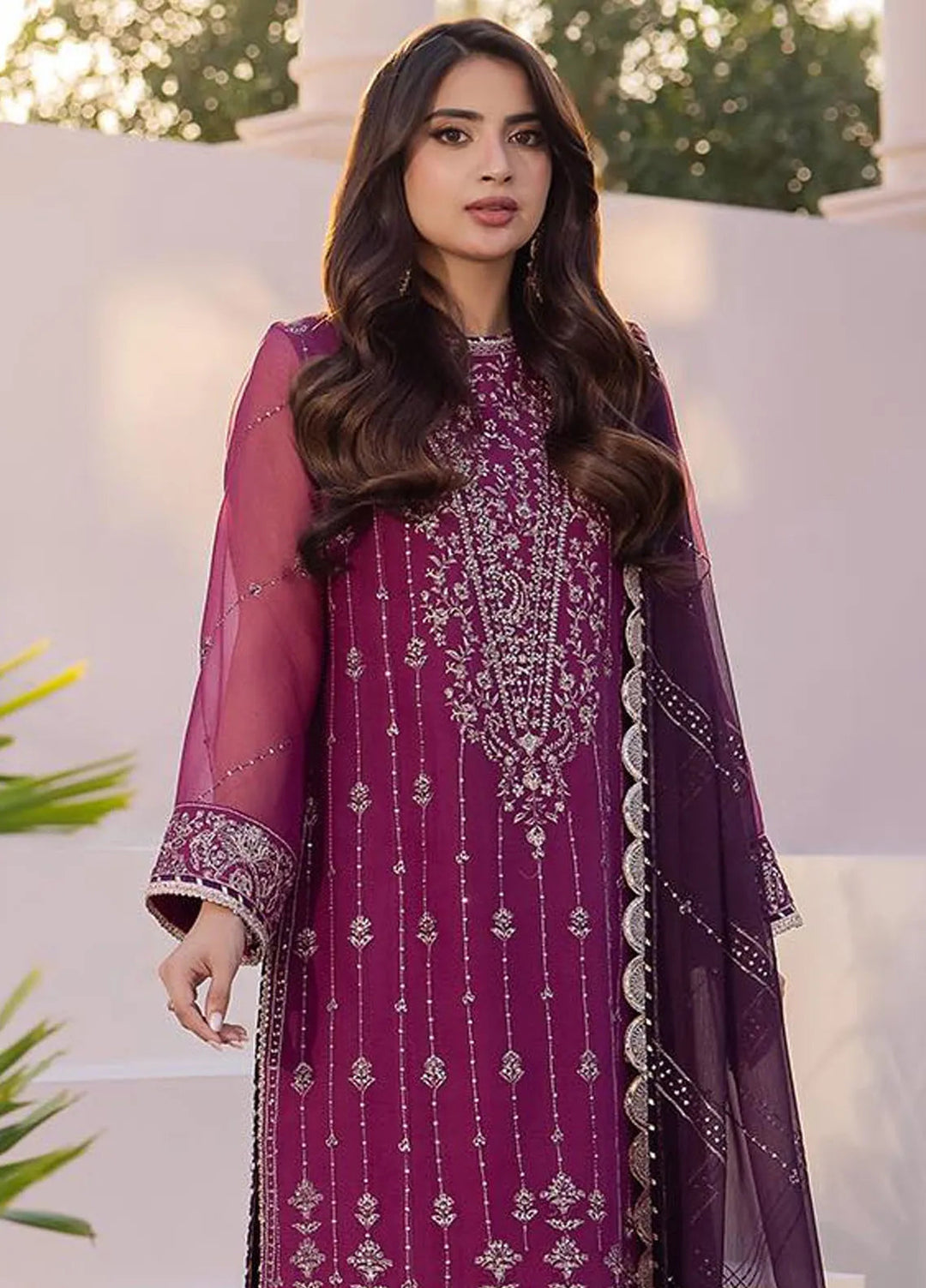 Dhanak Rang by Asim Jofa Embroidered Chiffon Suit Unstitched 3 Piece AJ24DR AJCF-19 - Festive Collection