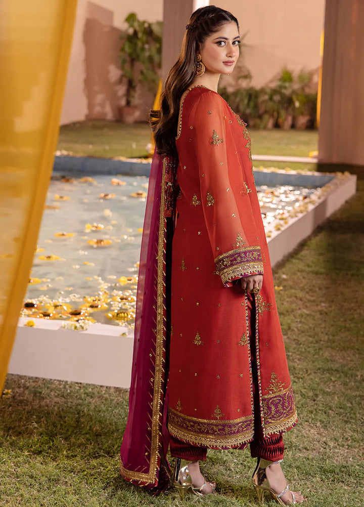 Dhanak Rang by Asim Jofa Embroidered Chiffon Suit Unstitched 3 Piece AJ24DR AJCF-24 - Festive Collection