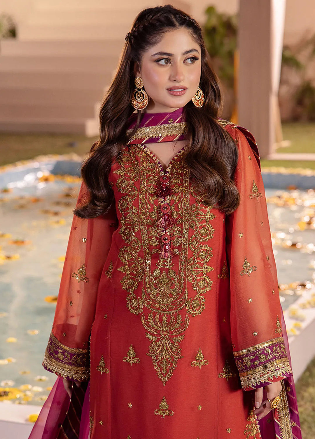 Dhanak Rang by Asim Jofa Embroidered Chiffon Suit Unstitched 3 Piece AJ24DR AJCF-24 - Festive Collection