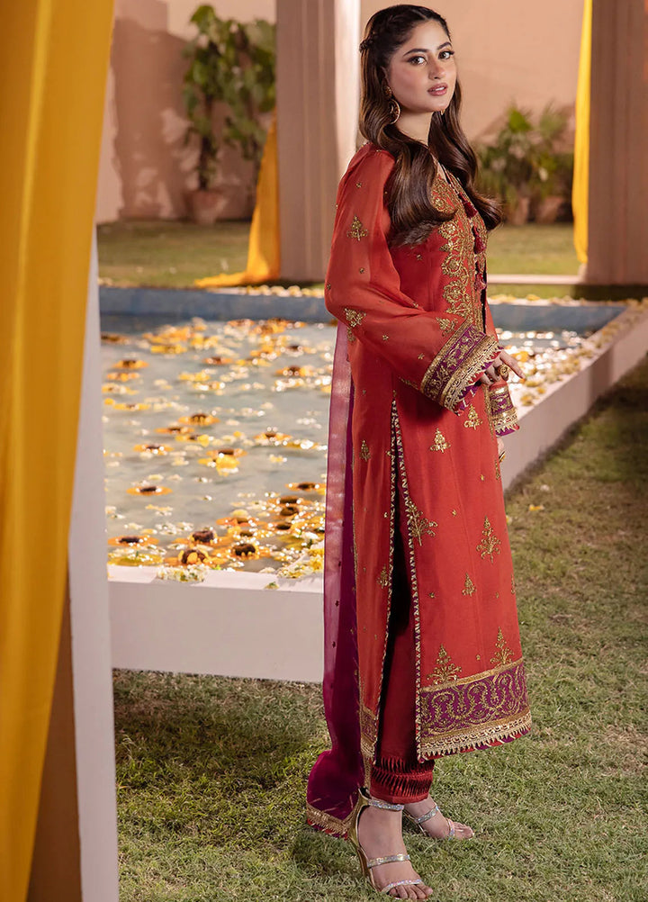 Dhanak Rang by Asim Jofa Embroidered Chiffon Suit Unstitched 3 Piece AJ24DR AJCF-24 - Festive Collection