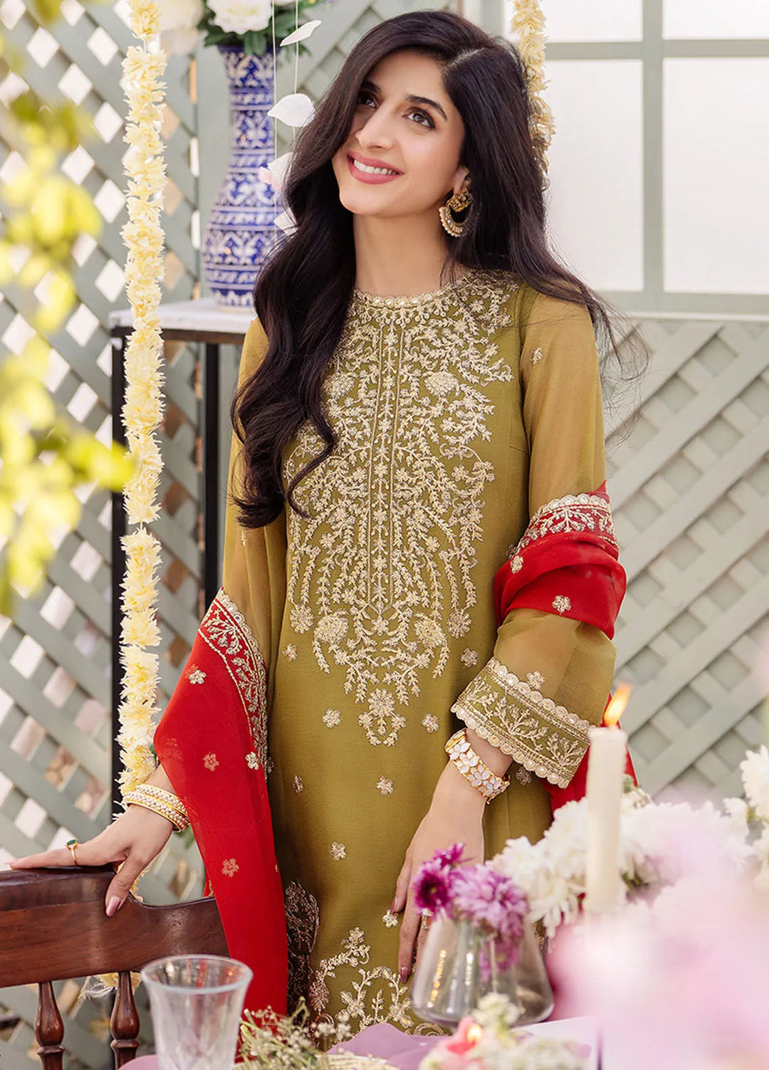 Dhanak Rang by Asim Jofa Embroidered Chiffon Suit Unstitched 3 Piece AJ24DR AJCF-26 - Festive Collection