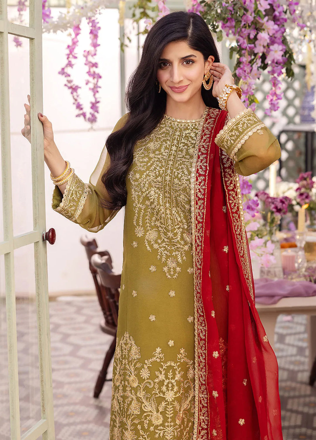 Dhanak Rang by Asim Jofa Embroidered Chiffon Suit Unstitched 3 Piece AJ24DR AJCF-26 - Festive Collection