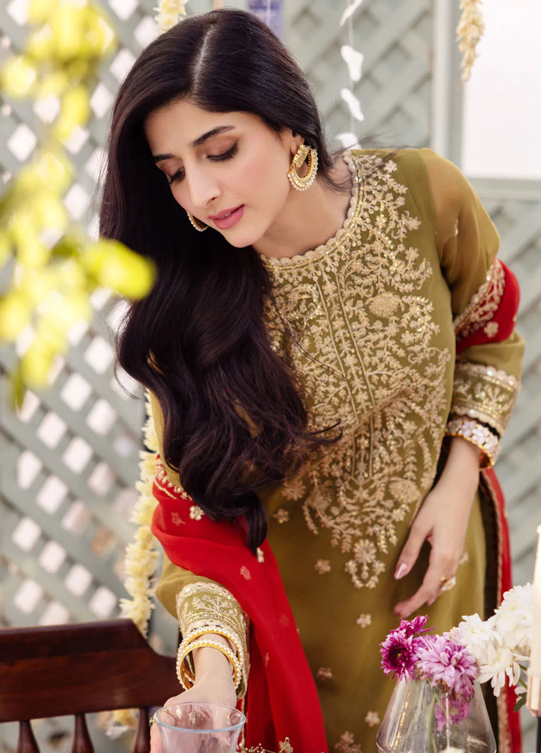Dhanak Rang by Asim Jofa Embroidered Chiffon Suit Unstitched 3 Piece AJ24DR AJCF-26 - Festive Collection