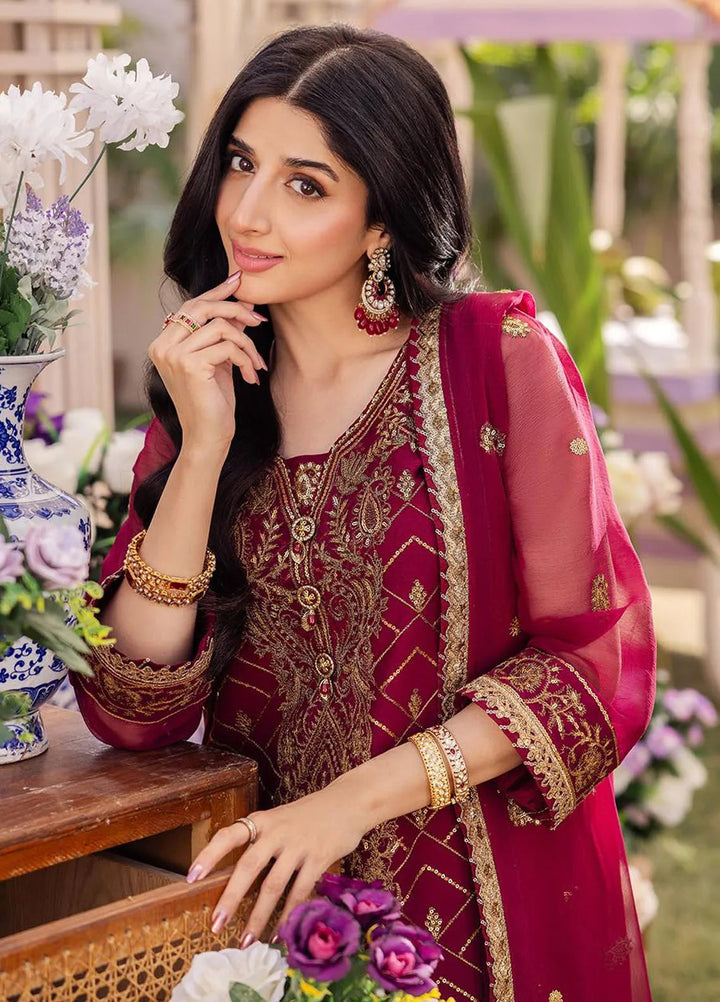 Dhanak Rang by Asim Jofa Embroidered Chiffon Unstitched Suit 3 Piece AJ24DR AJCF-01 - Festive Collection