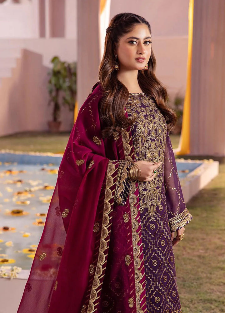 Dhanak Rang by Asim Jofa Embroidered Chiffon Unstitched Suit 3 Piece AJ24DR AJCF-02 - Festive Collection