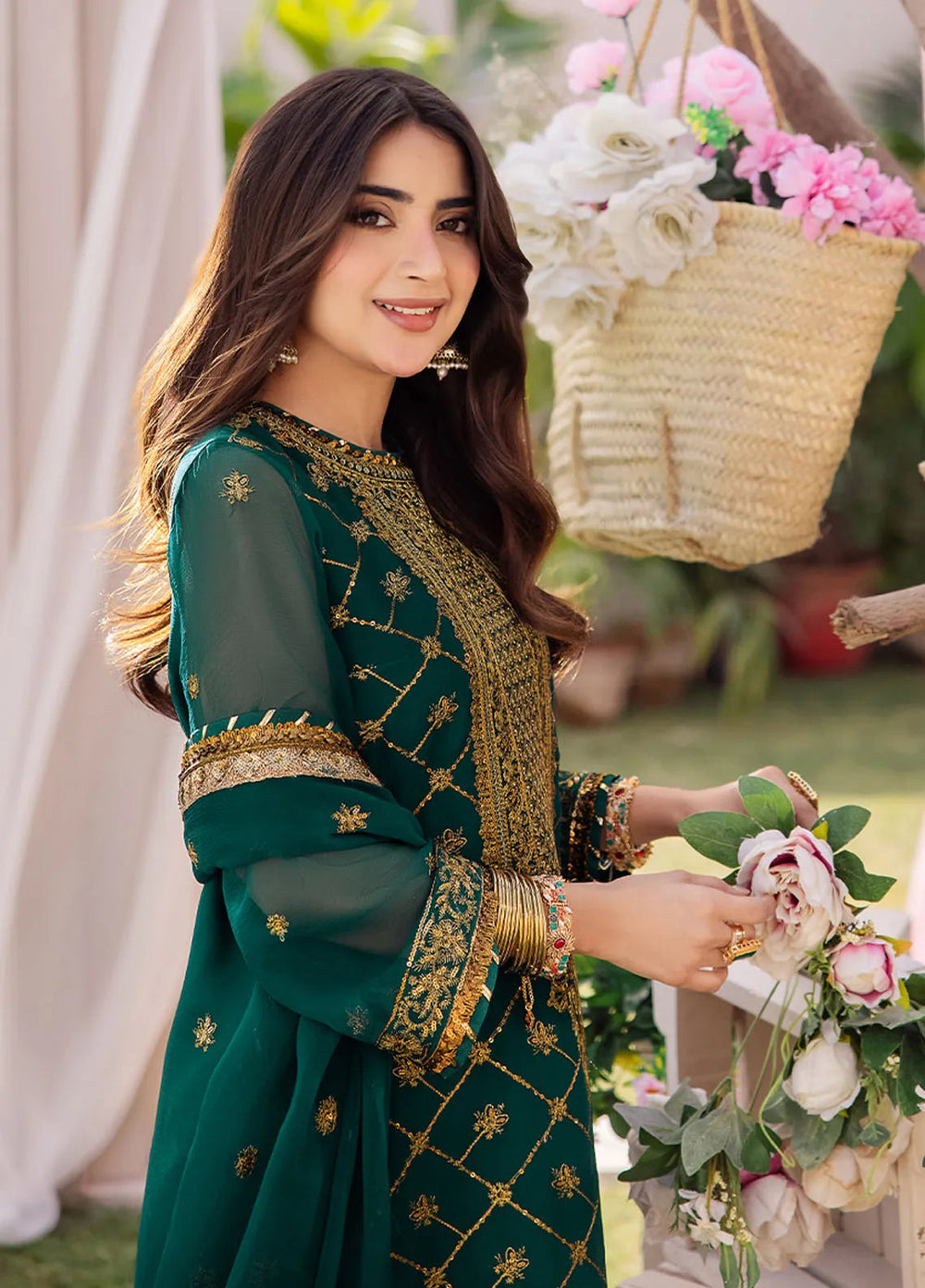 Dhanak Rang by Asim Jofa Embroidered Chiffon Unstitched Suit 3 Piece AJ24DR AJCF-03 - Festive Collection
