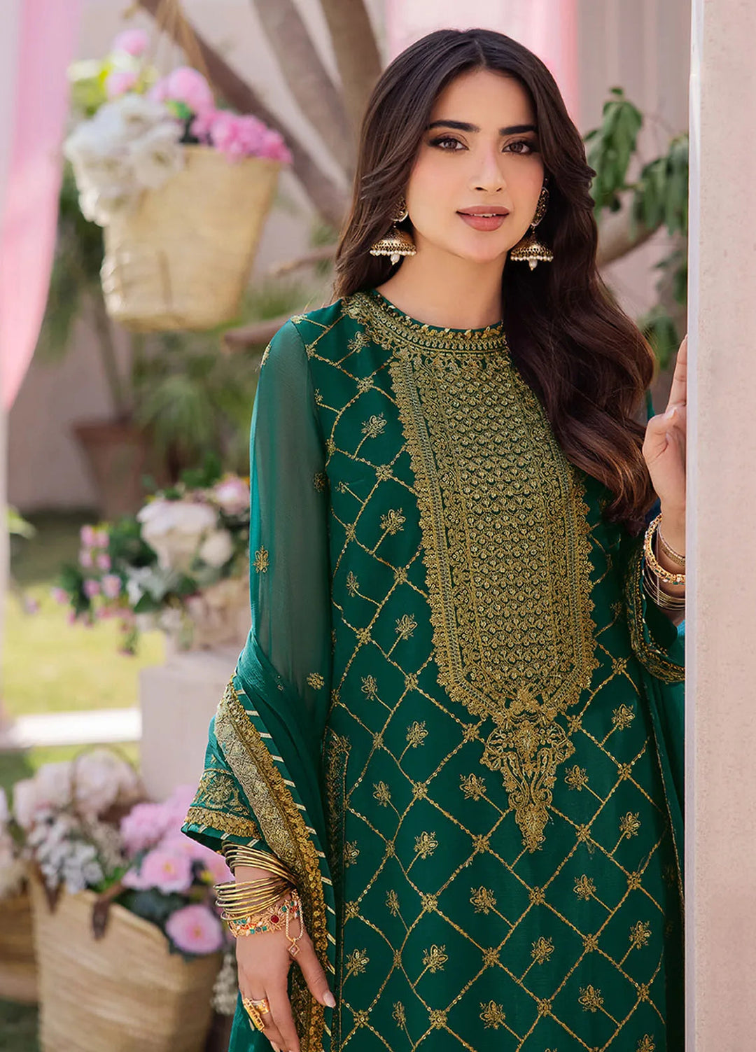Dhanak Rang by Asim Jofa Embroidered Chiffon Unstitched Suit 3 Piece AJ24DR AJCF-03 - Festive Collection