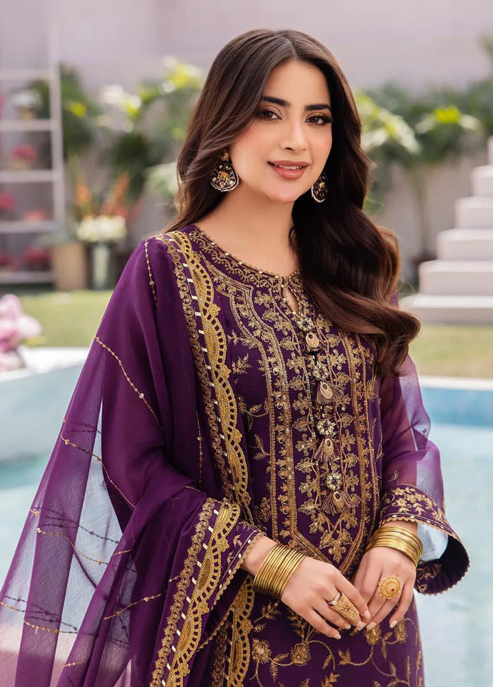 Dhanak Rang by Asim Jofa Embroidered Chiffon Unstitched Suit 3 Piece AJ24DR AJCF-08 - Festive Collection