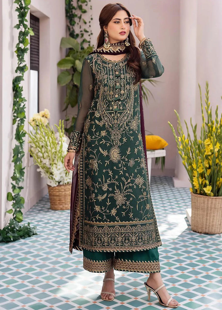 Dhanak Rang by Asim Jofa Embroidered Chiffon Unstitched Suit 3 Piece AJ24DR AJCF-10 - Festive Collection
