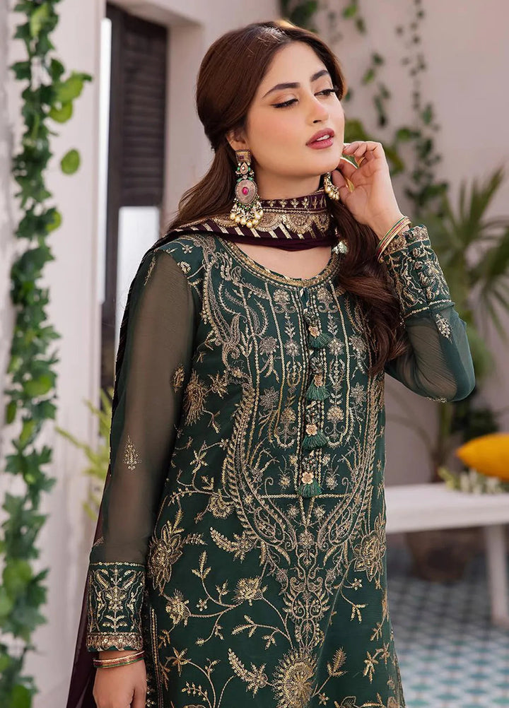 Dhanak Rang by Asim Jofa Embroidered Chiffon Unstitched Suit 3 Piece AJ24DR AJCF-10 - Festive Collection