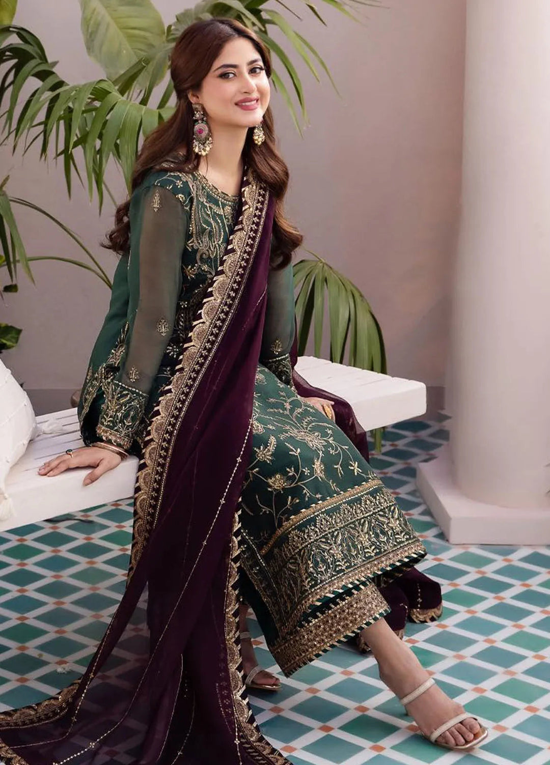 Dhanak Rang by Asim Jofa Embroidered Chiffon Unstitched Suit 3 Piece AJ24DR AJCF-10 - Festive Collection