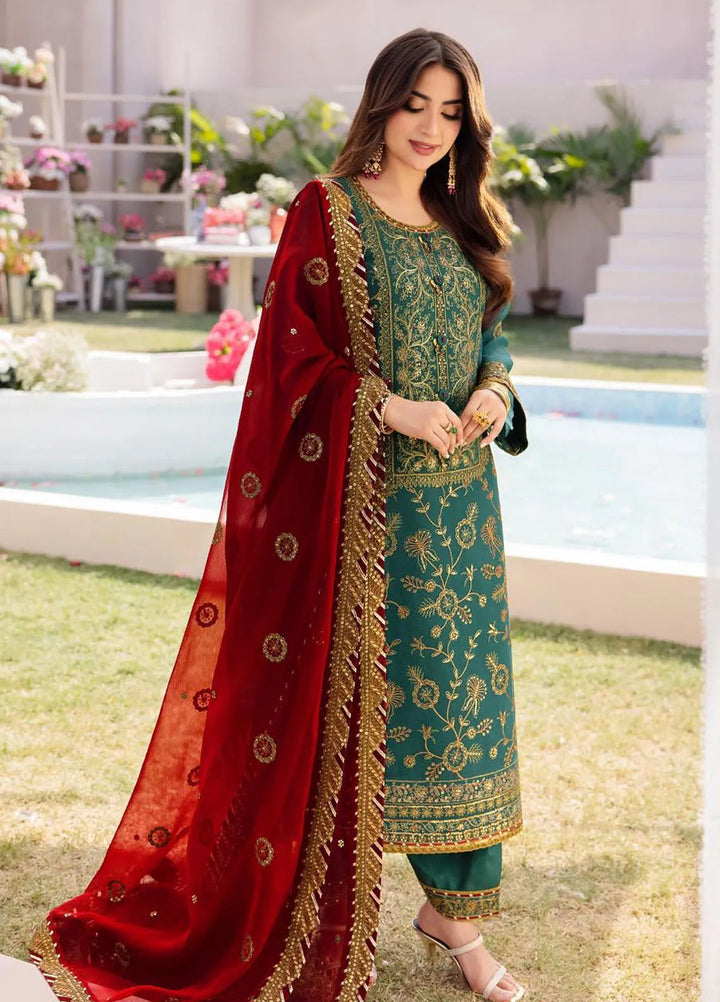 Dhanak Rang by Asim Jofa Embroidered Chiffon Unstitched Suit 3 Piece AJ24DR AJCF-11 - Festive Collection