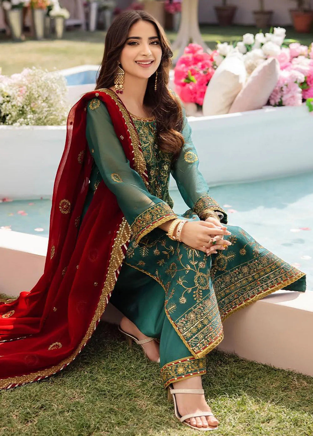 Dhanak Rang by Asim Jofa Embroidered Chiffon Unstitched Suit 3 Piece AJ24DR AJCF-11 - Festive Collection
