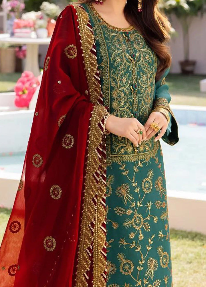 Dhanak Rang by Asim Jofa Embroidered Chiffon Unstitched Suit 3 Piece AJ24DR AJCF-11 - Festive Collection