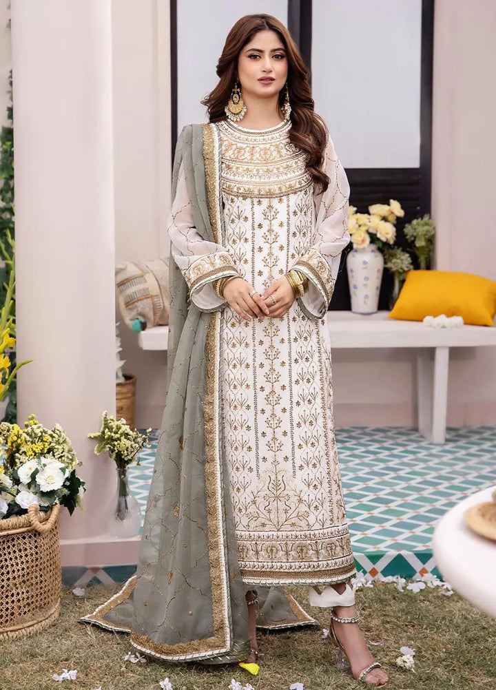 Dhanak Rang by Asim Jofa Embroidered Chiffon Unstitched Suit 3 Piece AJ24DR AJCF-17 - Festive Collection