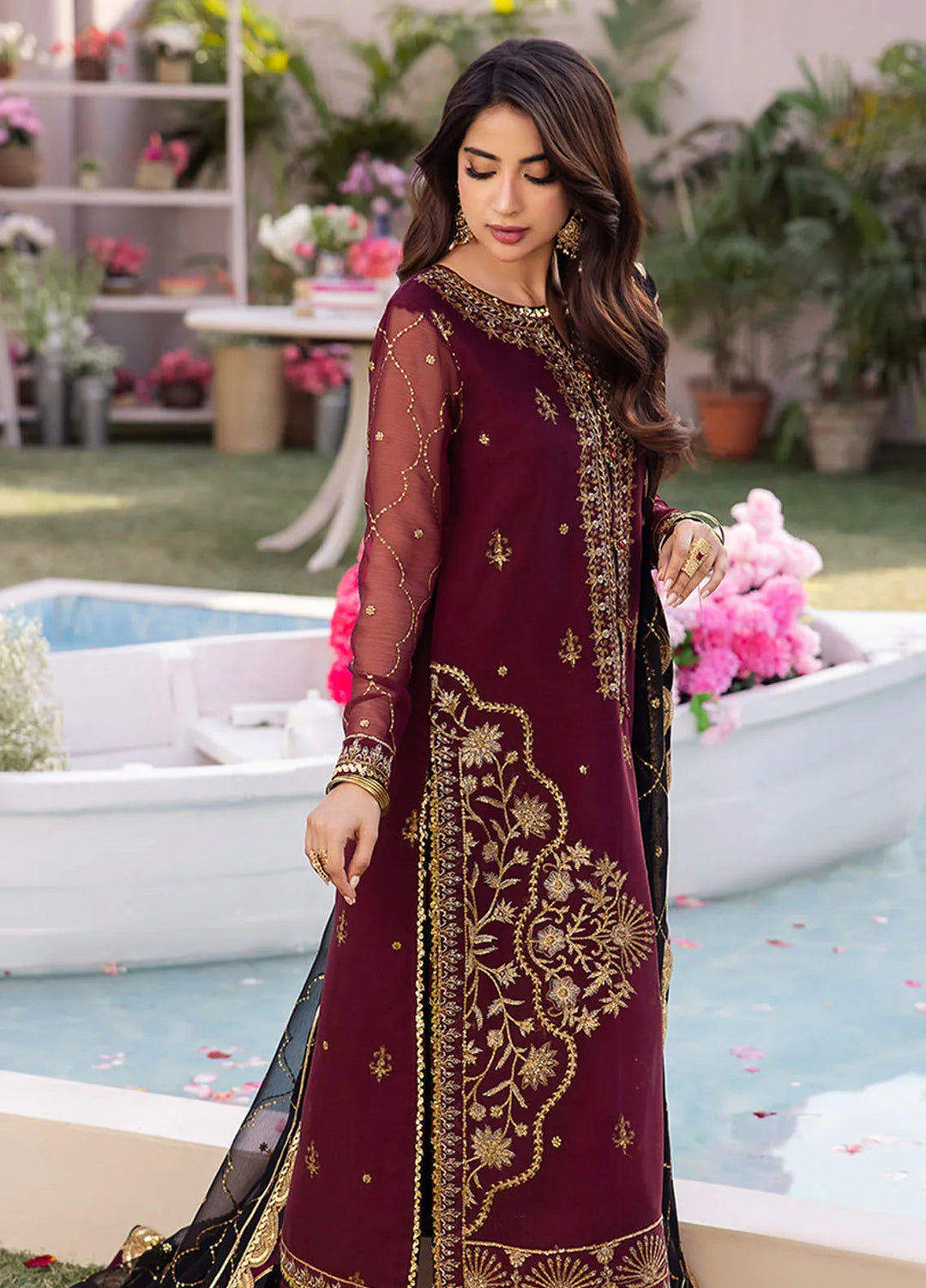 Dhanak Rang by Asim Jofa Embroidered Chiffon Unstitched Suit 3 Piece AJ24DR AJCF-18 - Festive Collection