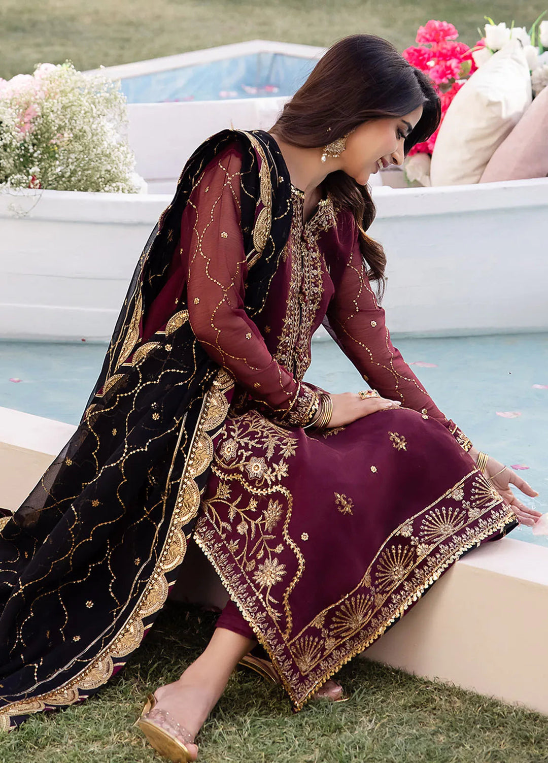 Dhanak Rang by Asim Jofa Embroidered Chiffon Unstitched Suit 3 Piece AJ24DR AJCF-18 - Festive Collection