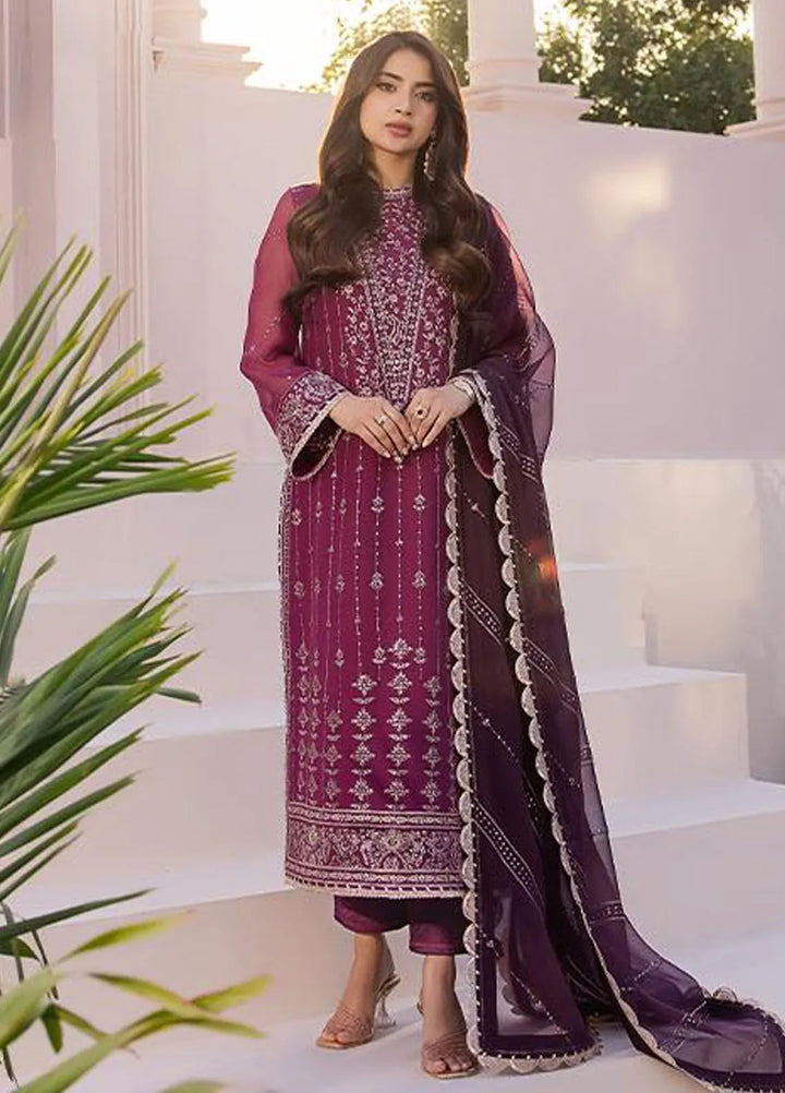 Dhanak Rang by Asim Jofa Embroidered Chiffon Unstitched Suit 3 Piece AJ24DR AJCF-19 - Festive Collection
