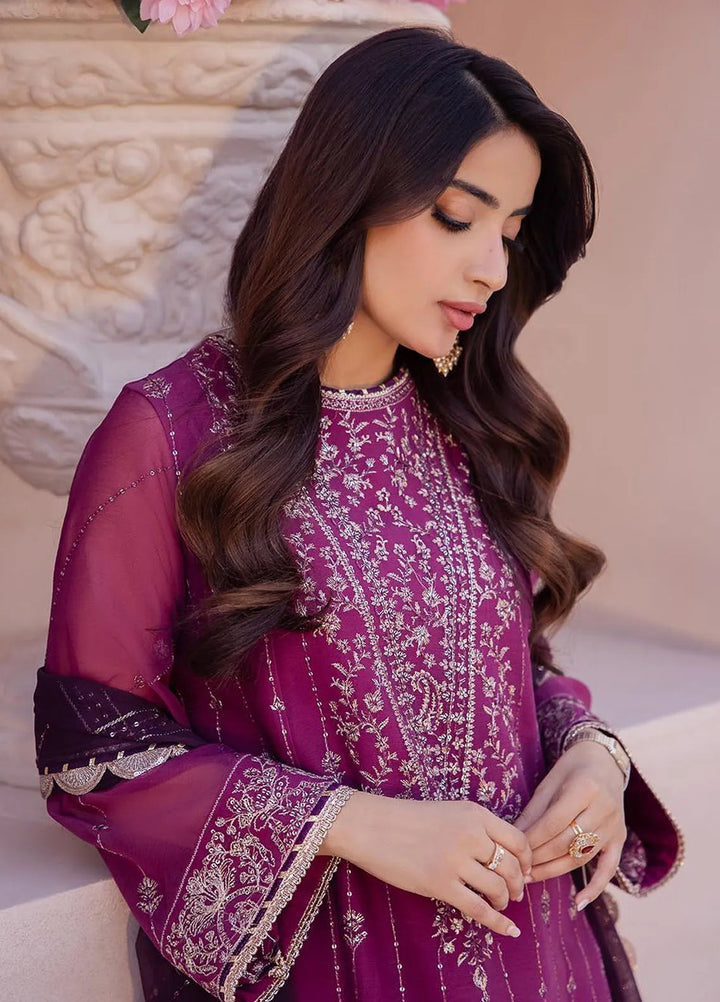 Dhanak Rang by Asim Jofa Embroidered Chiffon Unstitched Suit 3 Piece AJ24DR AJCF-19 - Festive Collection