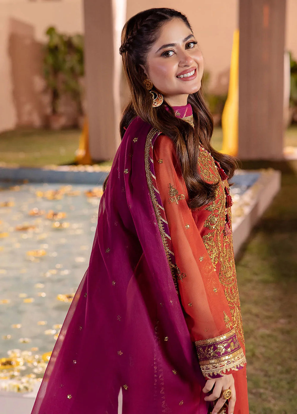 Dhanak Rang by Asim Jofa Embroidered Chiffon Unstitched Suit 3 Piece AJ24DR AJCF-24 - Festive Collection