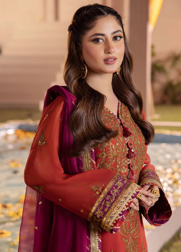 Dhanak Rang by Asim Jofa Embroidered Chiffon Unstitched Suit 3 Piece AJ24DR AJCF-24 - Festive Collection