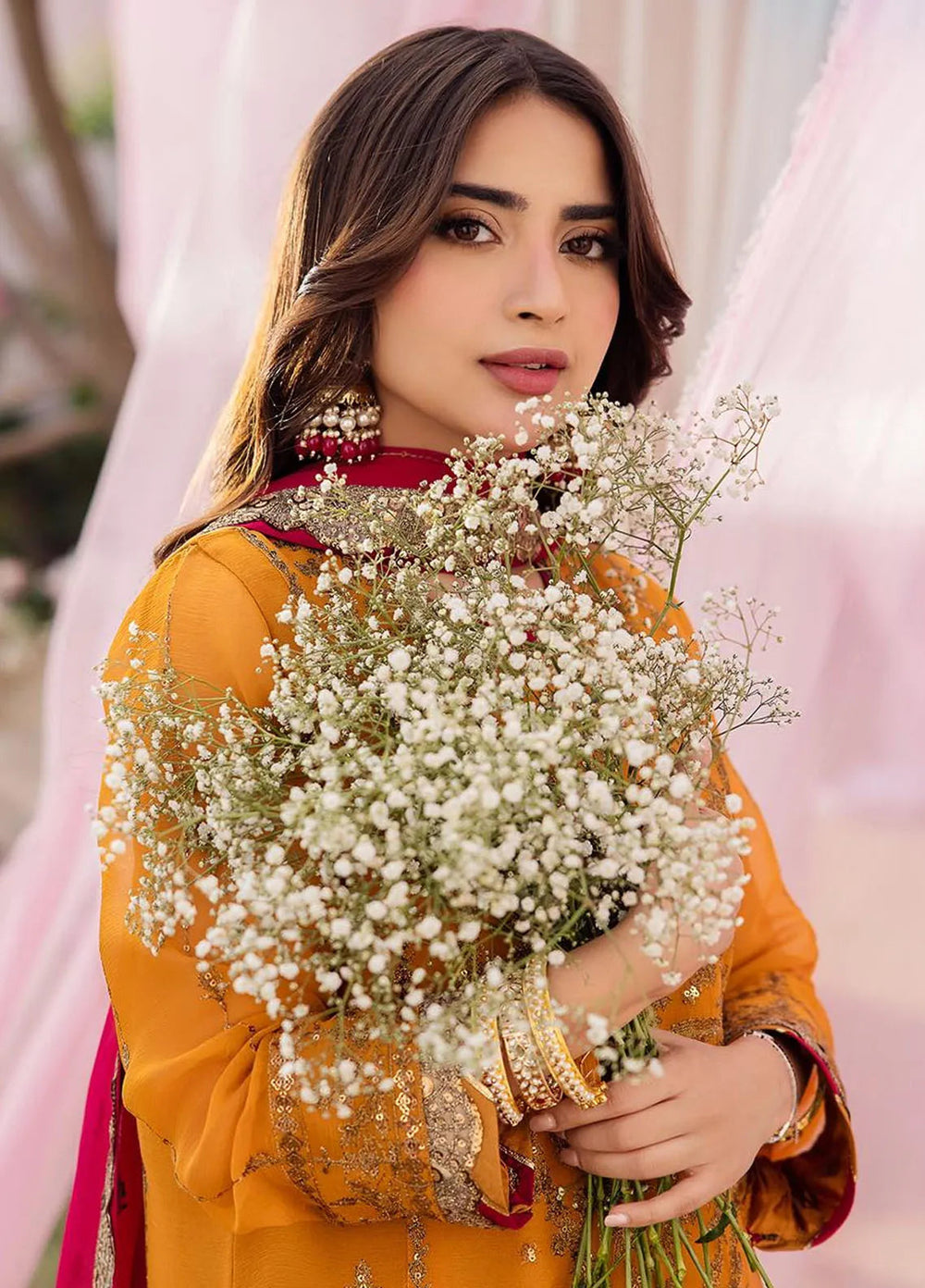Dhanak Rang by Asim Jofa Embroidered Chiffon Unstitched Suit 3 Piece AJ24DR AJCF-25 - Festive Collection