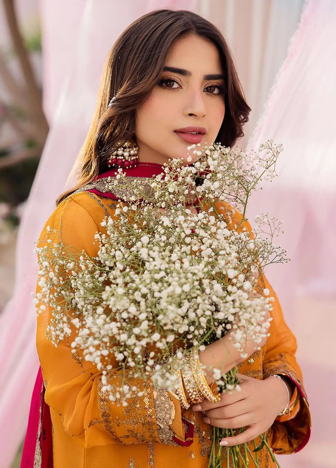 Dhanak Rang by Asim Jofa Embroidered Chiffon Unstitched Suit 3 Piece AJ24DR AJCF-25 - Festive Collection