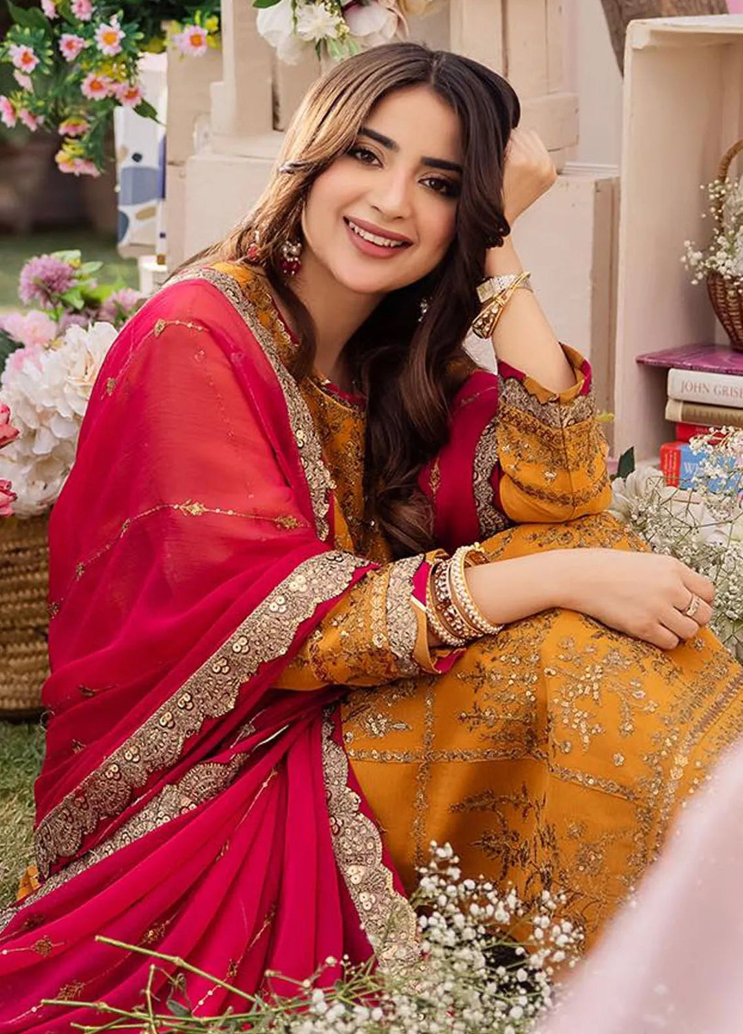 Dhanak Rang by Asim Jofa Embroidered Chiffon Unstitched Suit 3 Piece AJ24DR AJCF-25 - Festive Collection