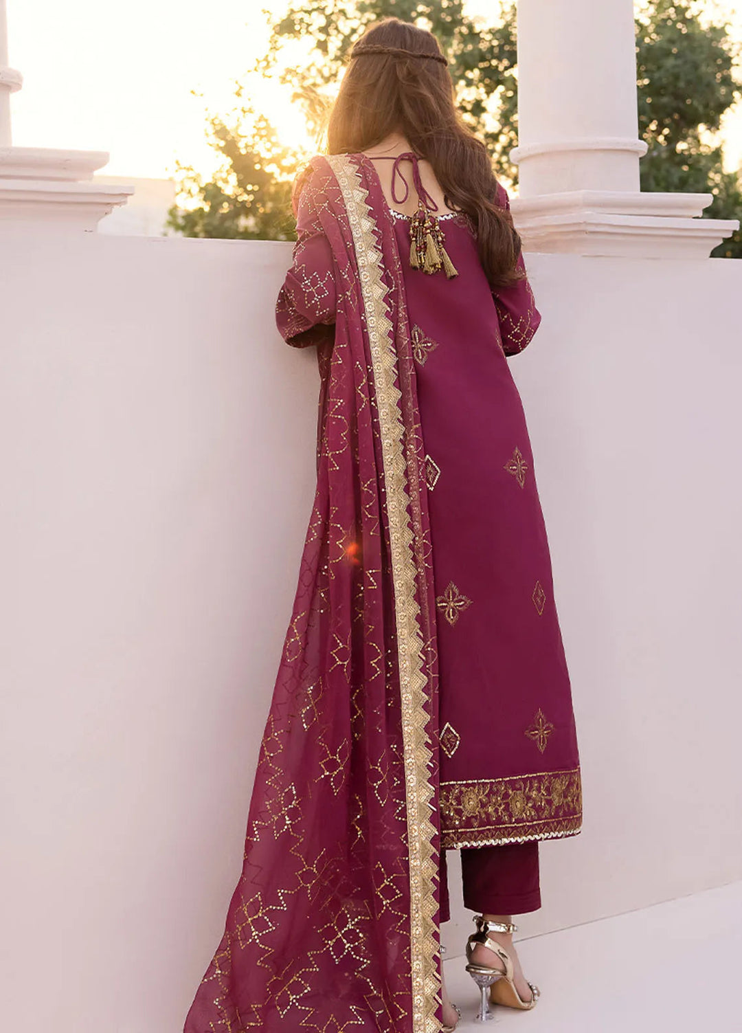 Dhanak Rang by Asim Jofa Embroidered Silk Suit Unstitched 3 Piece AJ24DR AJCF-05 - Festive Collection