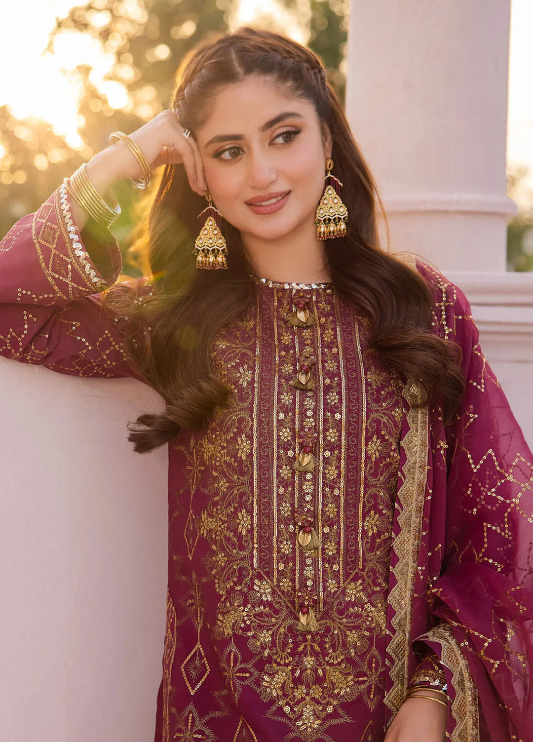 Dhanak Rang by Asim Jofa Embroidered Silk Suit Unstitched 3 Piece AJ24DR AJCF-05 - Festive Collection