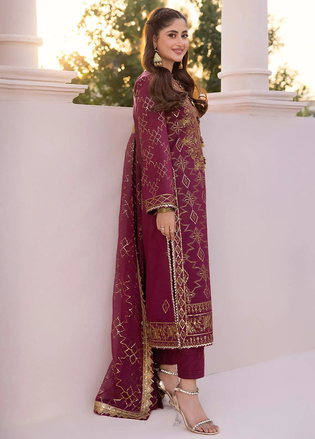 Dhanak Rang by Asim Jofa Embroidered Silk Suit Unstitched 3 Piece AJ24DR AJCF-05 - Festive Collection