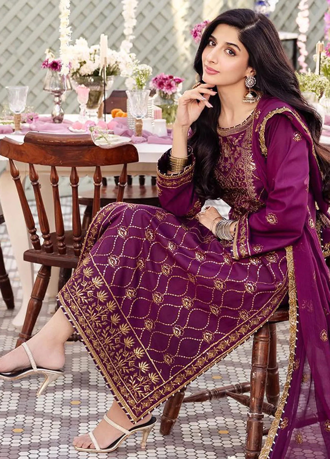 Dhanak Rang by Asim Jofa Embroidered Silk Suit Unstitched 3 Piece AJ24DR AJCF-07 - Festive Collection
