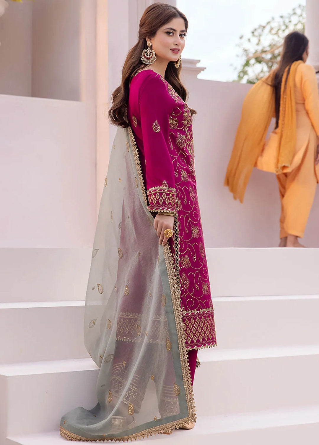 Dhanak Rang by Asim Jofa Embroidered Silk Suit Unstitched 3 Piece AJ24DR AJCF-12 - Festive Collection