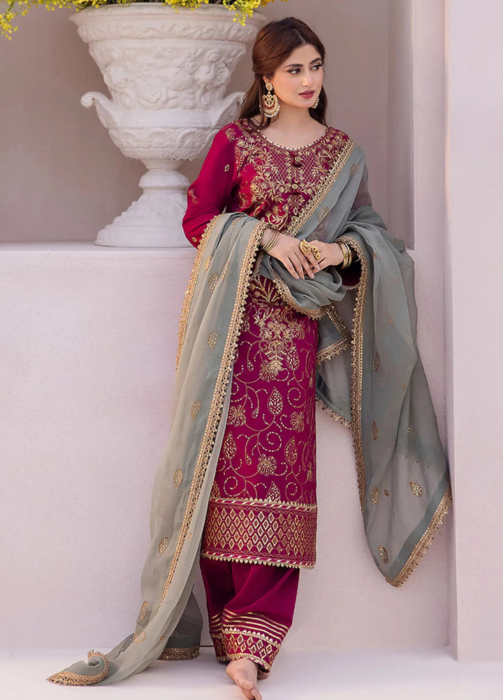 Dhanak Rang by Asim Jofa Embroidered Silk Suit Unstitched 3 Piece AJ24DR AJCF-12 - Festive Collection