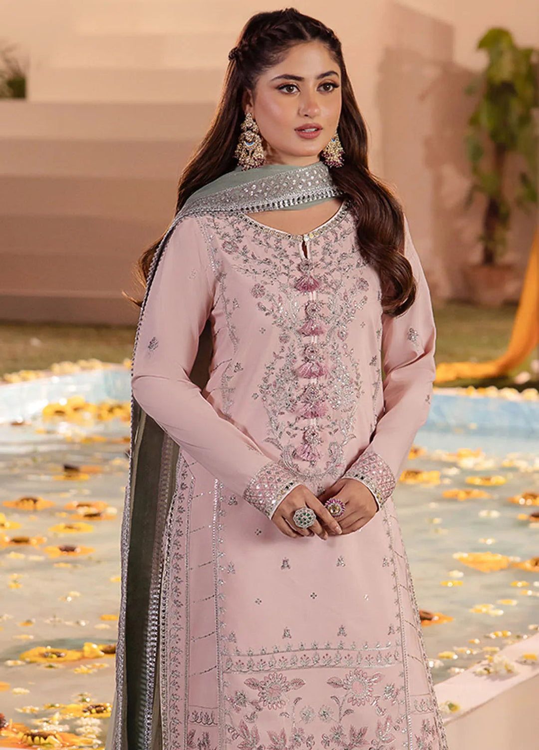 Dhanak Rang by Asim Jofa Embroidered Silk Suit Unstitched 3 Piece AJ24DR AJCF-14 - Festive Collection