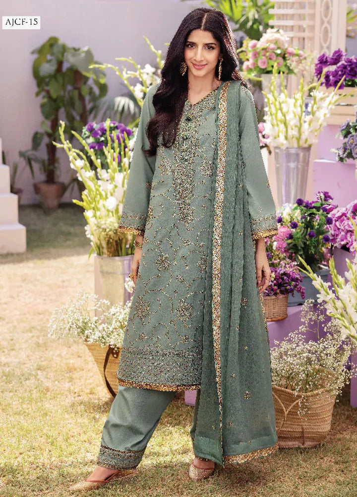 Dhanak Rang by Asim Jofa Embroidered Silk Suit Unstitched 3 Piece AJ24DR AJCF-15 - Festive Collection
