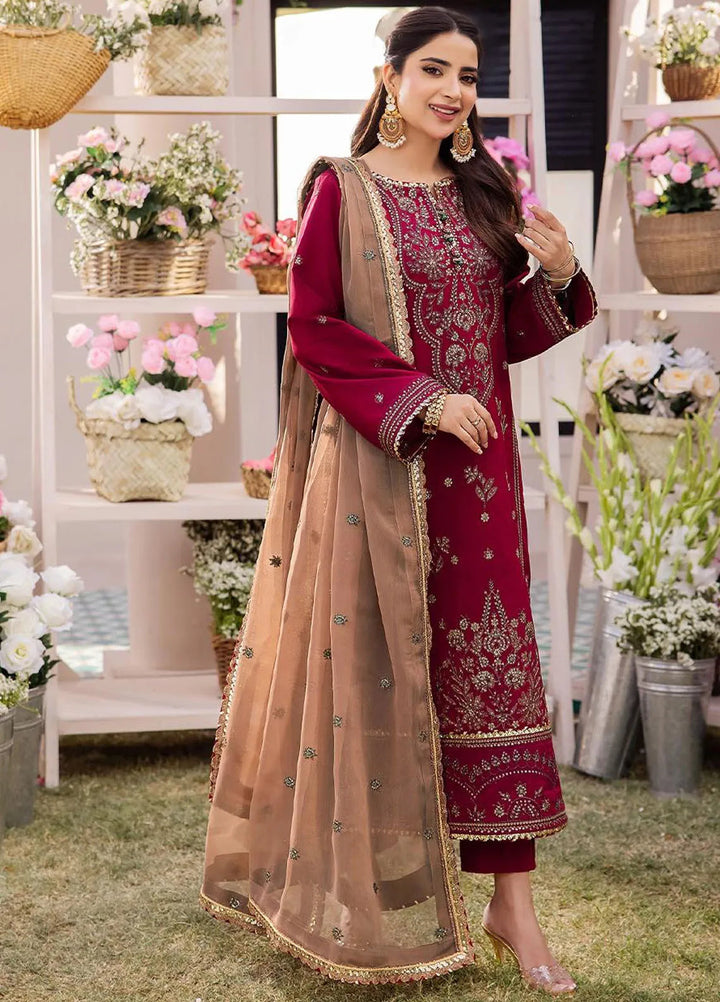 Dhanak Rang by Asim Jofa Embroidered Silk Suit Unstitched 3 Piece AJ24DR AJCF-20 - Festive Collection