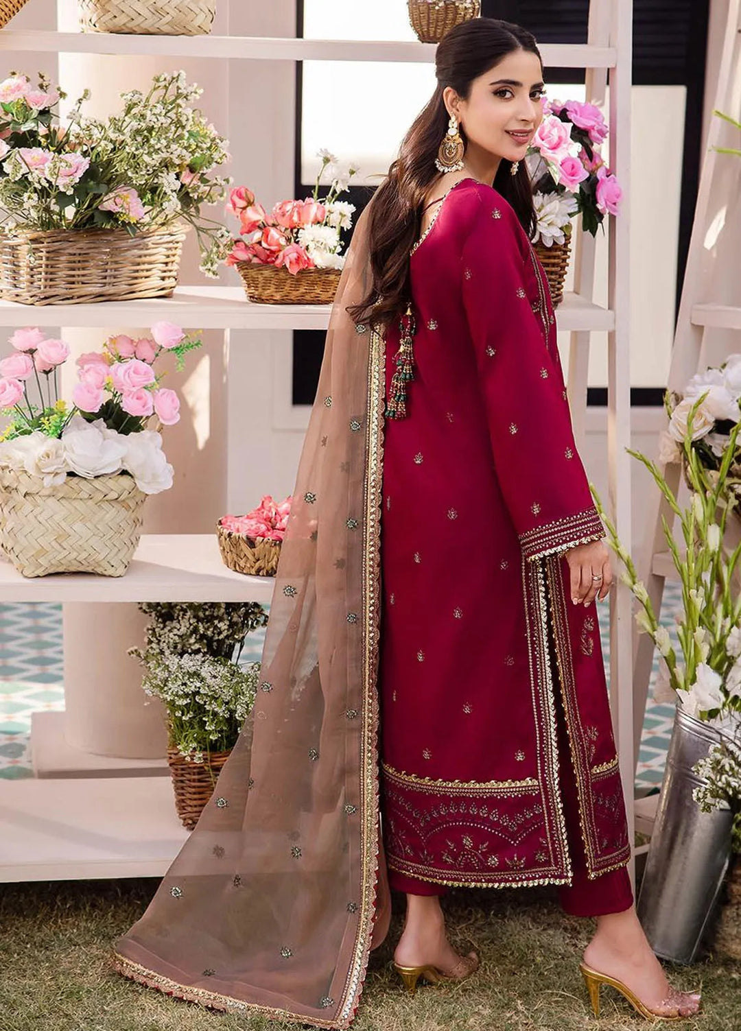 Dhanak Rang by Asim Jofa Embroidered Silk Suit Unstitched 3 Piece AJ24DR AJCF-20 - Festive Collection
