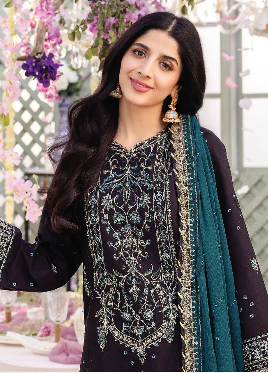 Dhanak Rang by Asim Jofa Embroidered Silk Suit Unstitched 3 Piece AJ24DR AJCF-21 - Festive Collection