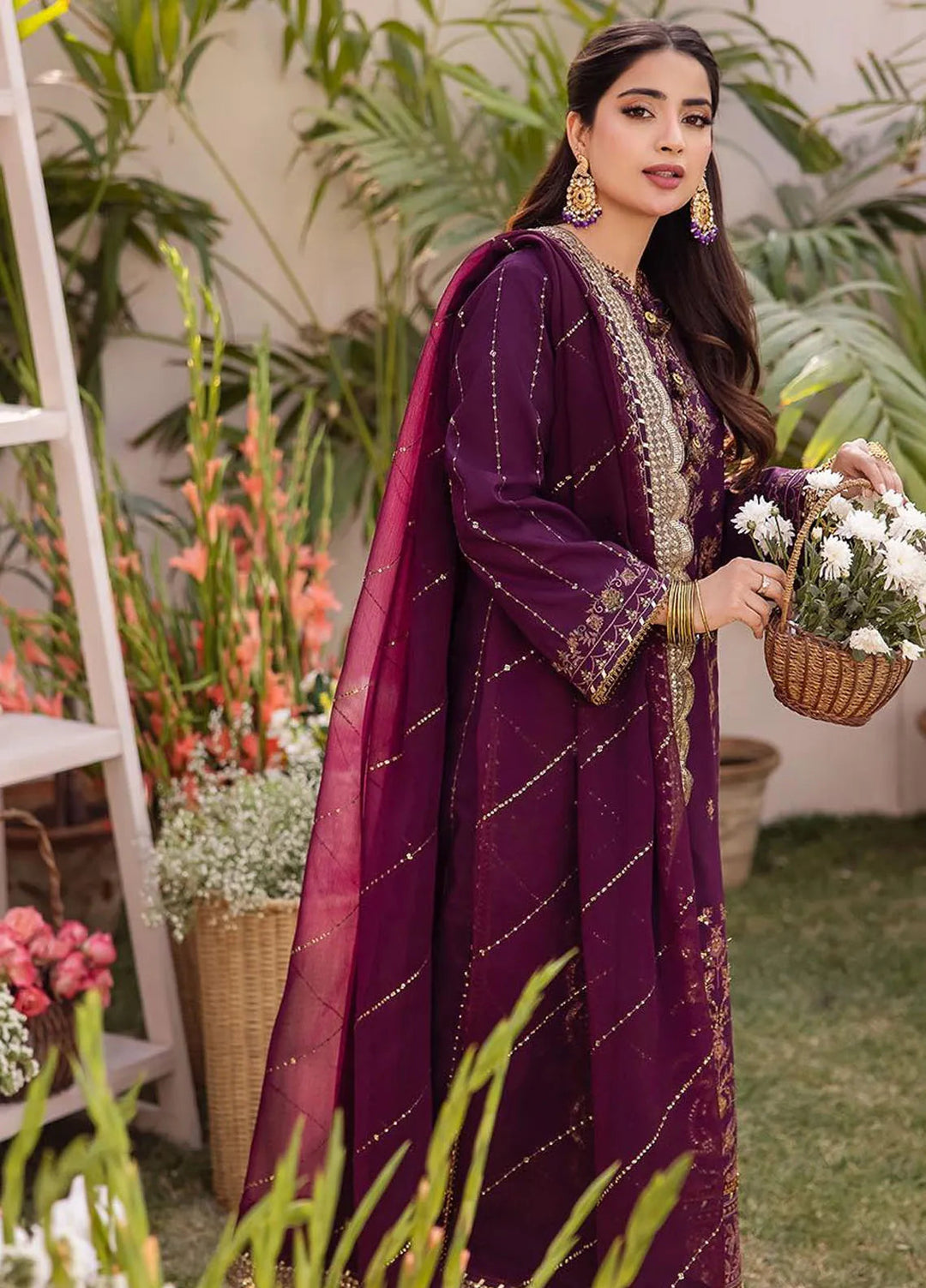 Dhanak Rang by Asim Jofa Embroidered Silk Suit Unstitched 3 Piece AJ24DR AJCF-22 - Festive Collection