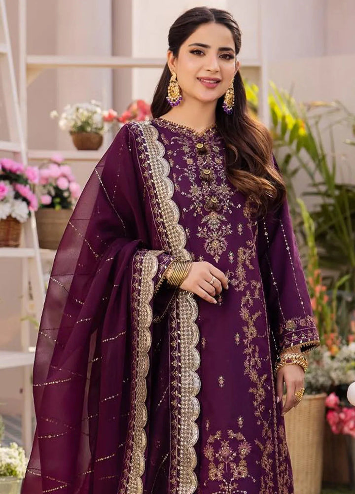 Dhanak Rang by Asim Jofa Embroidered Silk Suit Unstitched 3 Piece AJ24DR AJCF-22 - Festive Collection