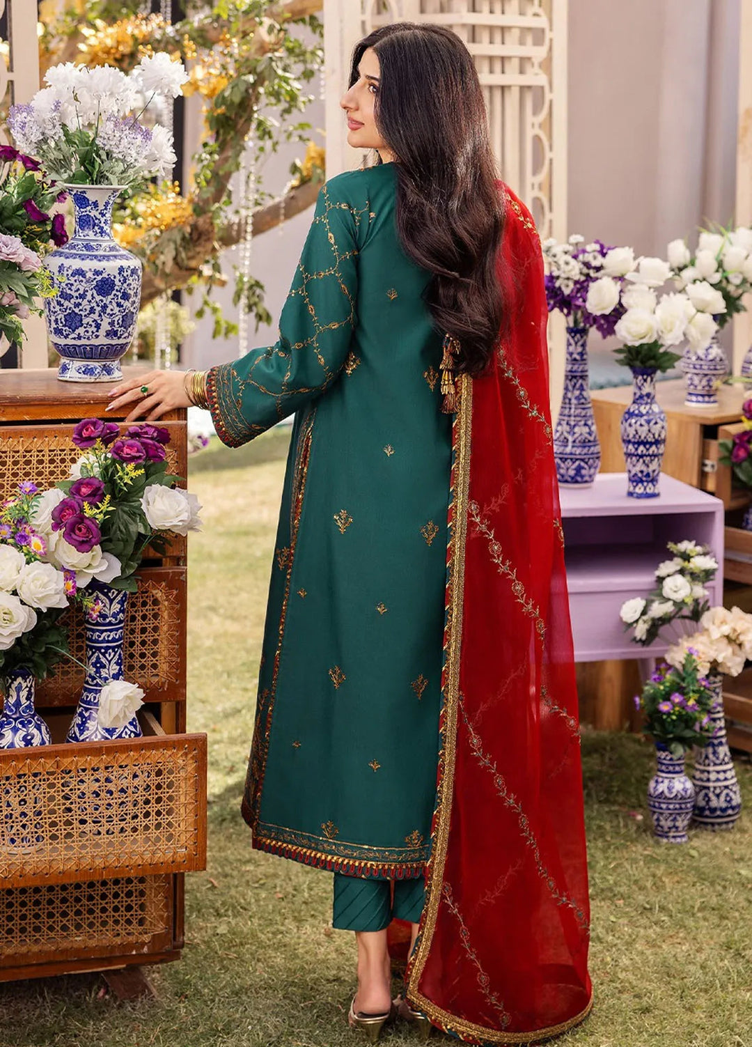 Dhanak Rang by Asim Jofa Embroidered Silk Suit Unstitched 3 Piece AJ24DR AJCF-23 - Festive Collection