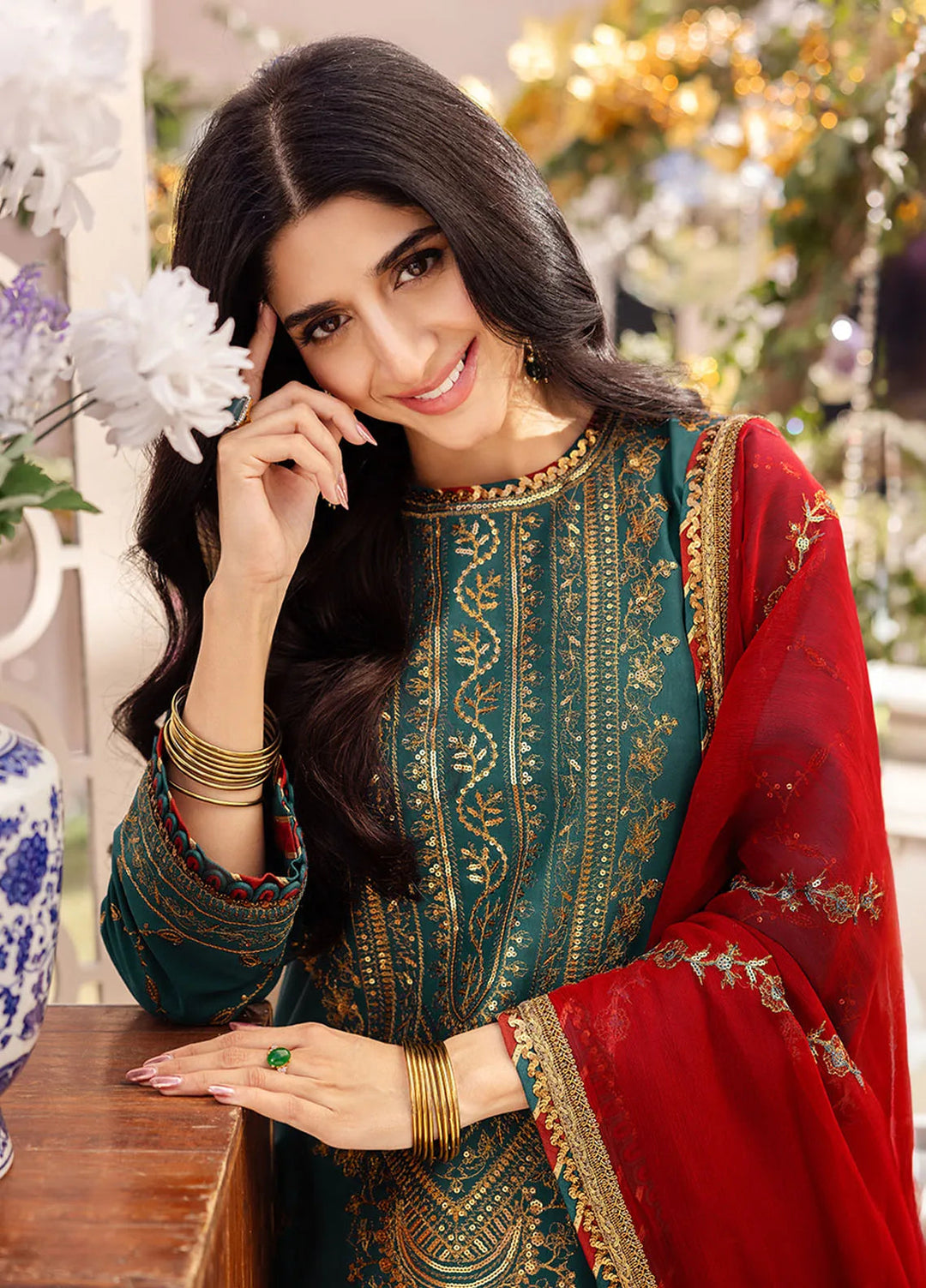 Dhanak Rang by Asim Jofa Embroidered Silk Suit Unstitched 3 Piece AJ24DR AJCF-23 - Festive Collection