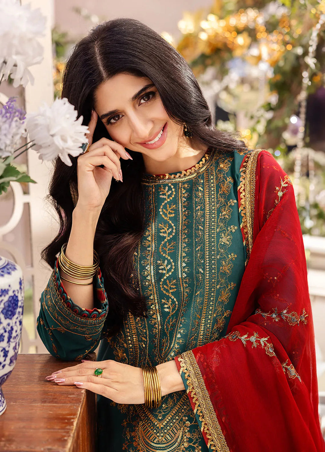 Dhanak Rang by Asim Jofa Embroidered Silk Suit Unstitched 3 Piece AJ24DR AJCF-23 - Festive Collection