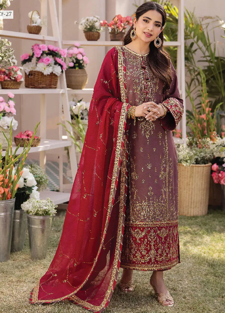 Dhanak Rang by Asim Jofa Embroidered Silk Suit Unstitched 3 Piece AJ24DR AJCF-27 - Festive Collection